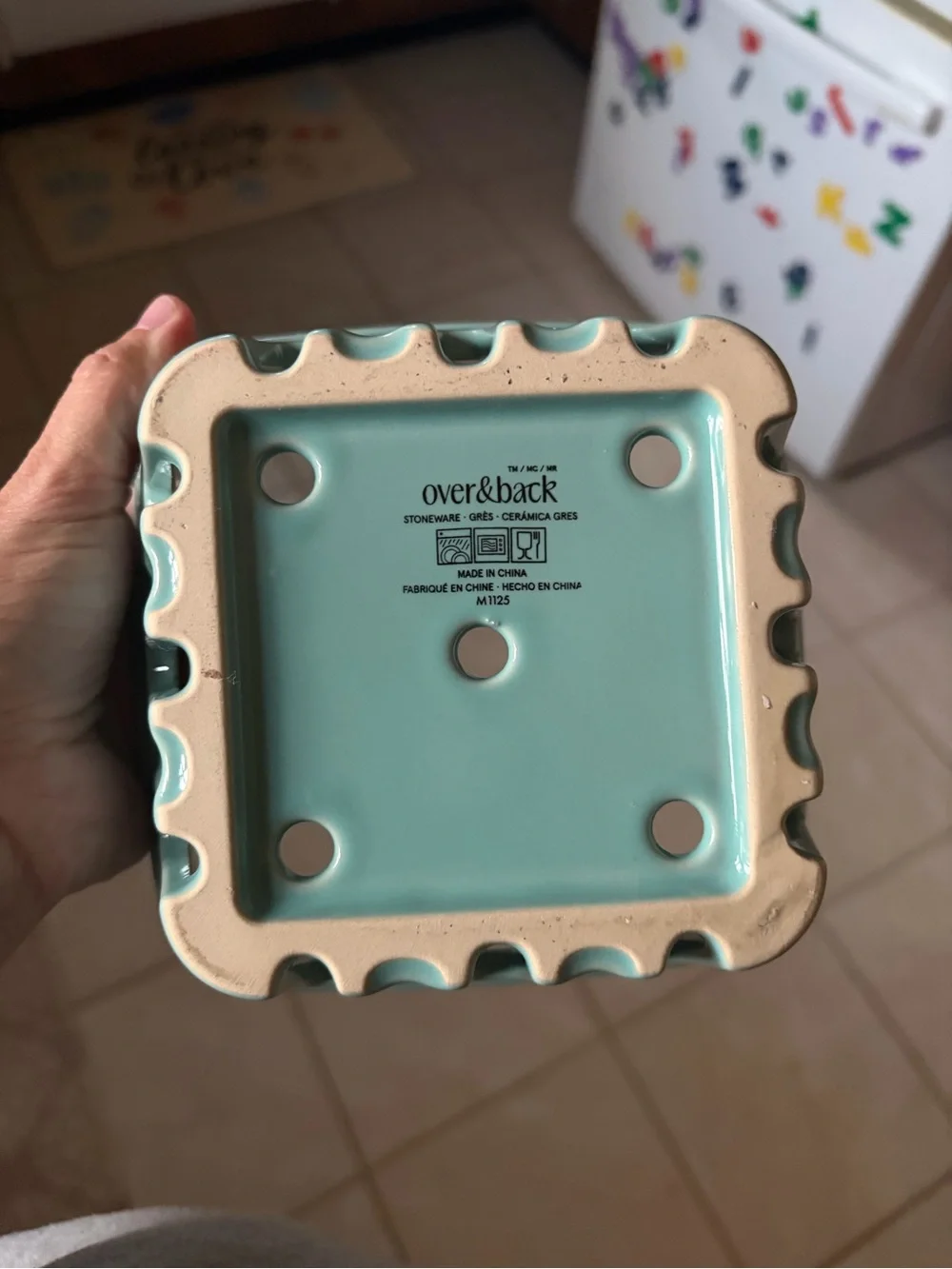 Teal Colored Ceramic Fruit Or Vegetable Basket